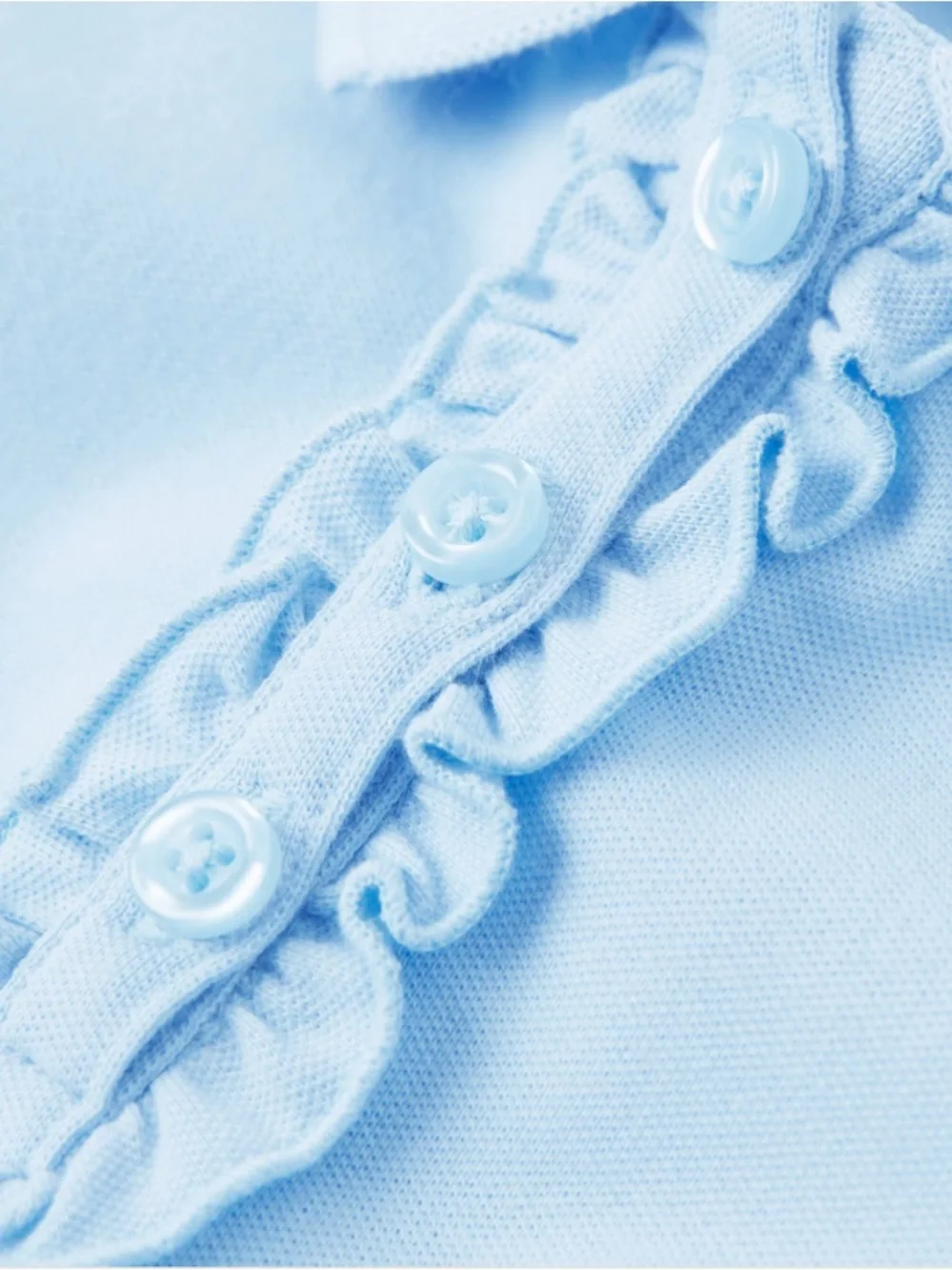 Gymboree Girls Ruffle Polo Uniform Light Blue Long Sleeve Top Size 10